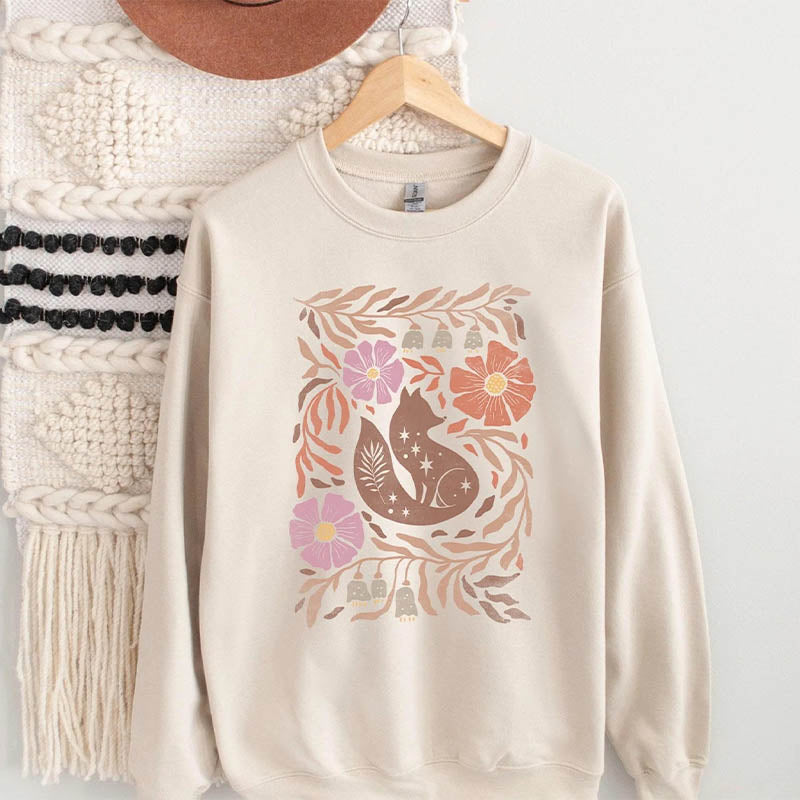 Boho Fall Cute Flower Sweatshirt-carlalin