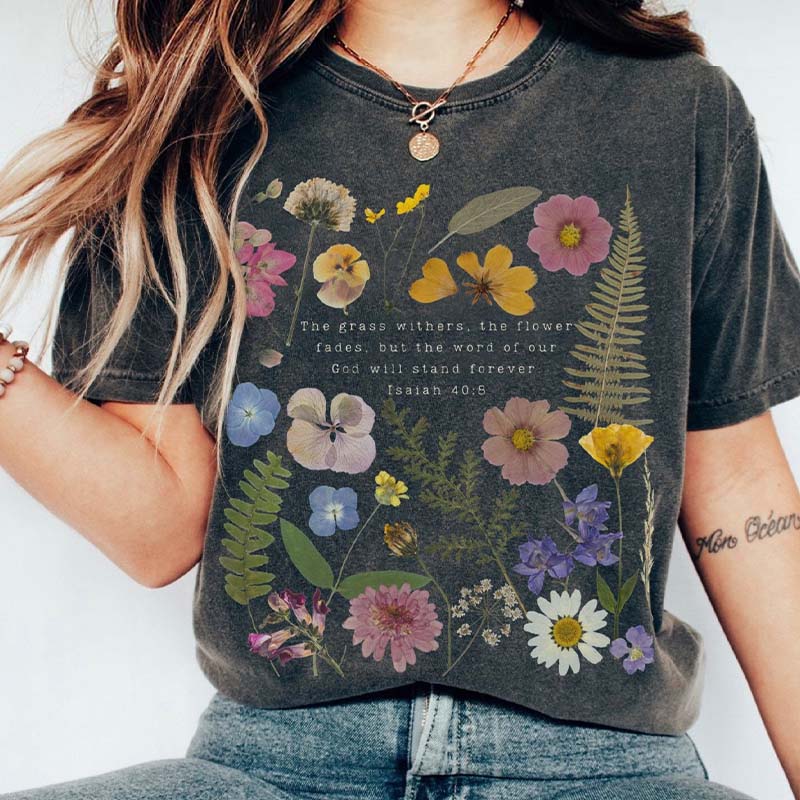 Wildflower Graphic Faith Based Botanical T-Shirt-carlalin