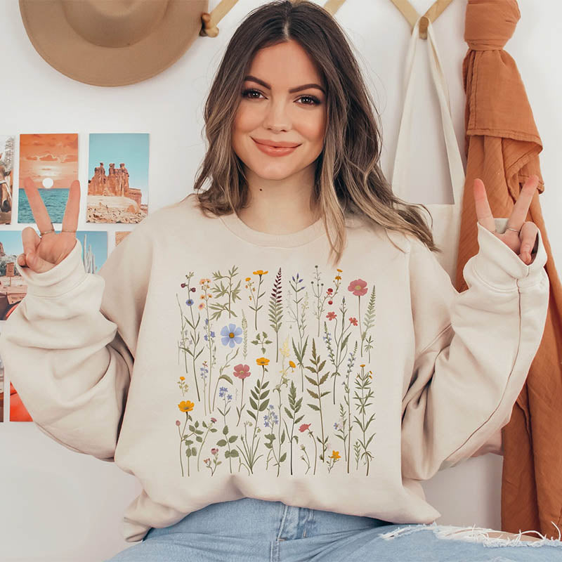 Dried Wildflower Boho Nature Sweatshirt-carlalin