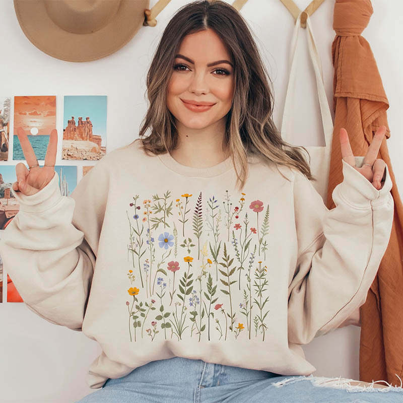 Dried Wildflower Boho Nature Sweatshirt-carlalin