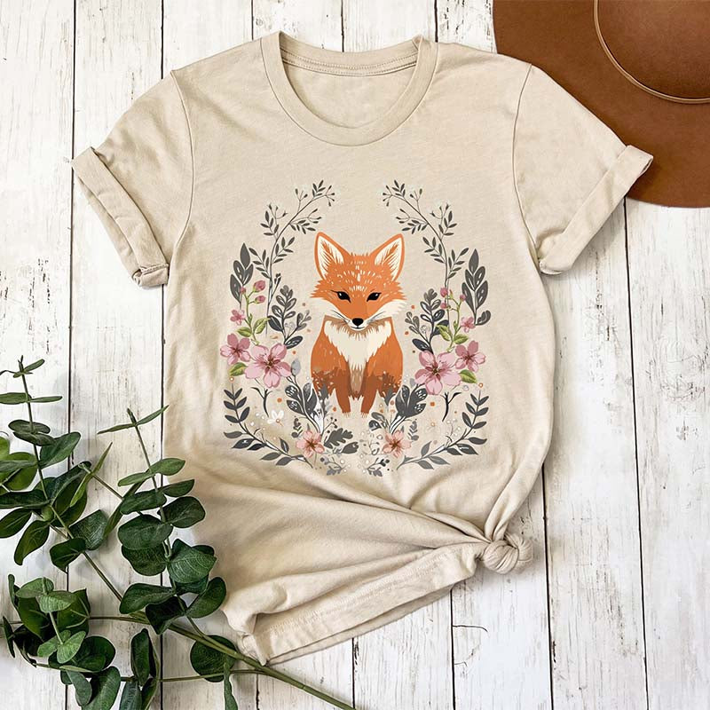 Cozy Cute Fox Wildlife Animal T-Shirt-carlalin