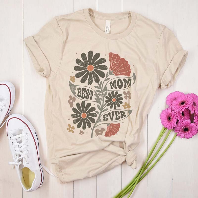 Boho Floral Best Mom Ever T-Shirt-carlalin