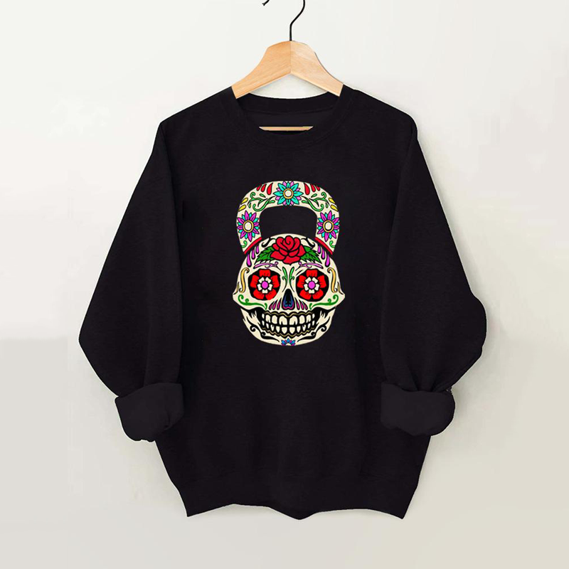 Dia De Los Muertos Kettlebell Vintage Gym Sweatshirt-carlalin