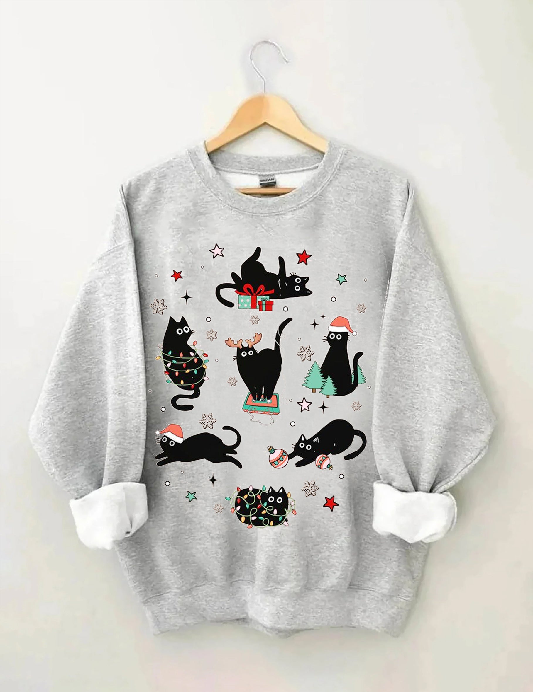 Christmas Black Cat Sweatshirt-carlalin