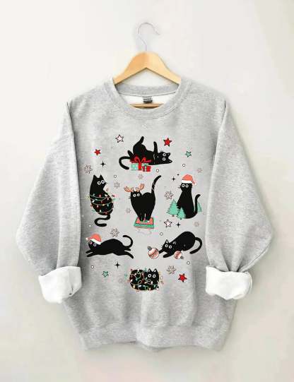 Christmas Black Cat Sweatshirt-carlalin