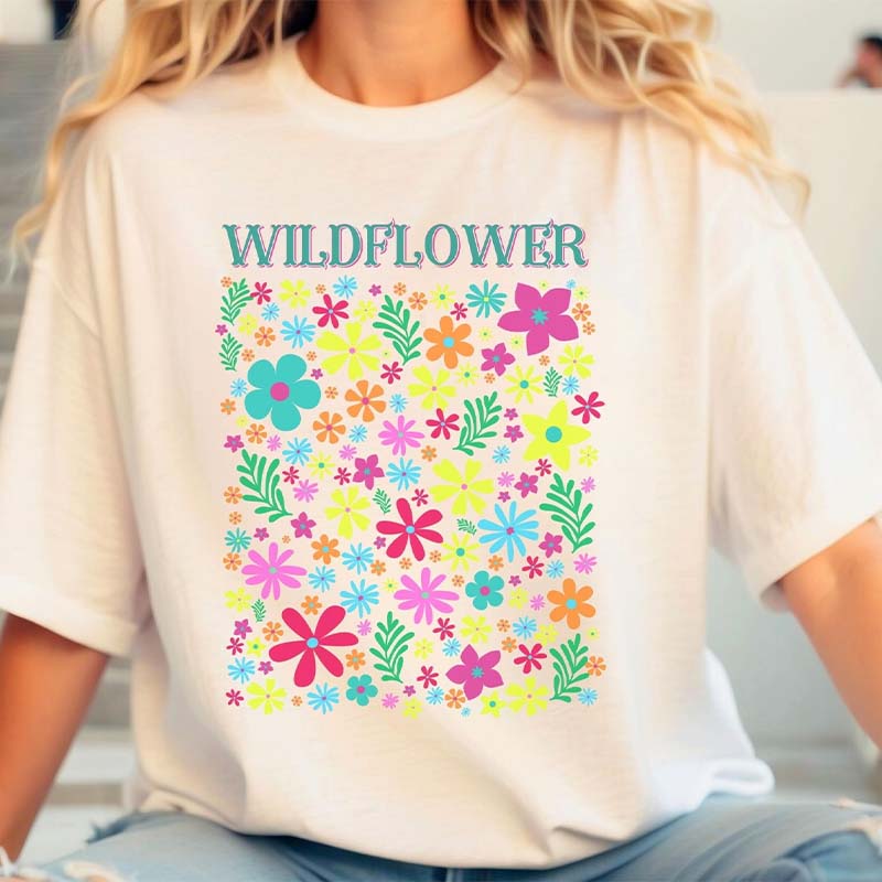 Bright Pastel Flowers Boho T-Shirt-carlalin