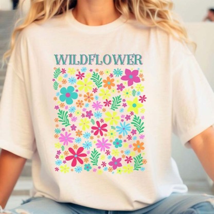 Bright Pastel Flowers Boho T-Shirt-carlalin