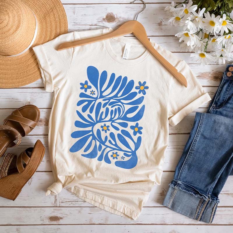 Boho Wildflowers Flower Market Matisse T-Shirt-carlalin
