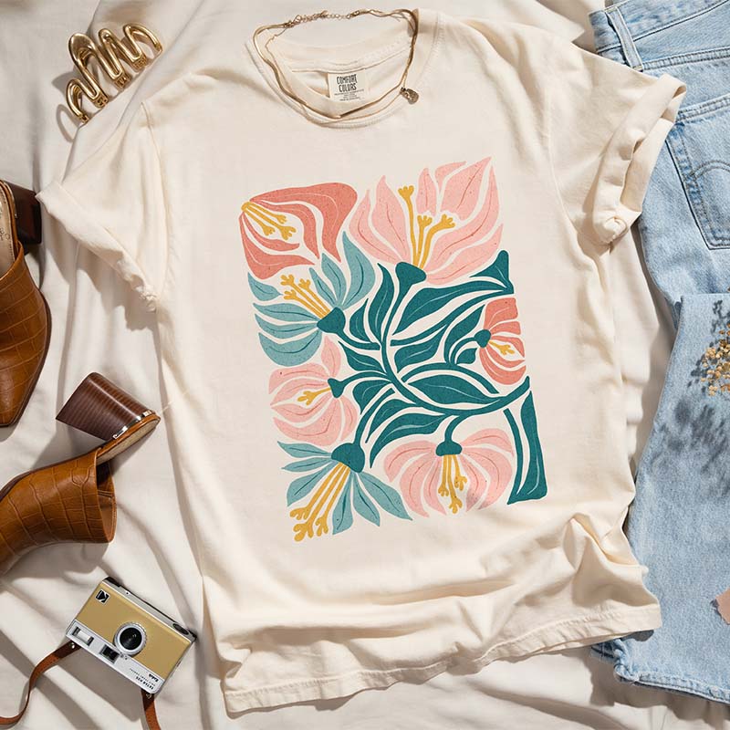 Boho Vintage Aesthetic Floral Matisse T-Shirt-carlalin