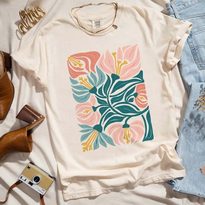 Boho Vintage Aesthetic Floral Matisse T-Shirt-carlalin
