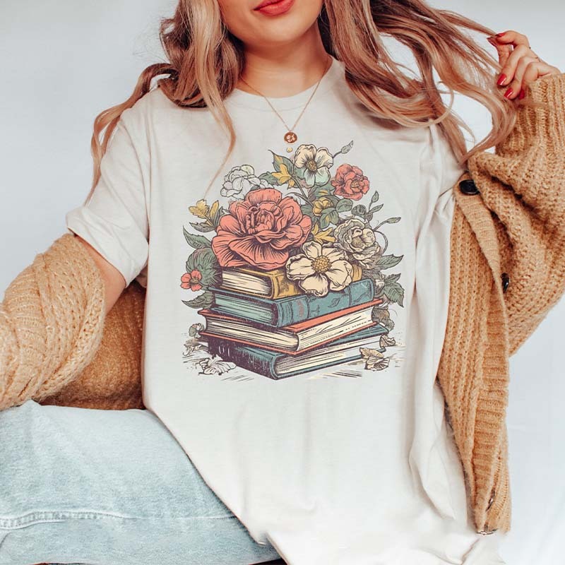 Books and Flowers  Reader Gardening T-Shirt-carlalin