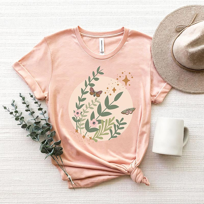 Wildflower Garden Pastel Butterfly T-Shirt-carlalin