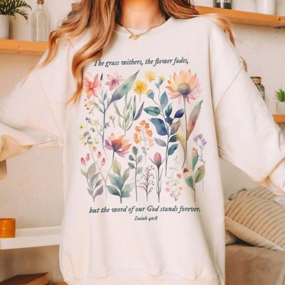 Bible Verse Watercolor Flowers Scripture Sweatshirt-carlalin