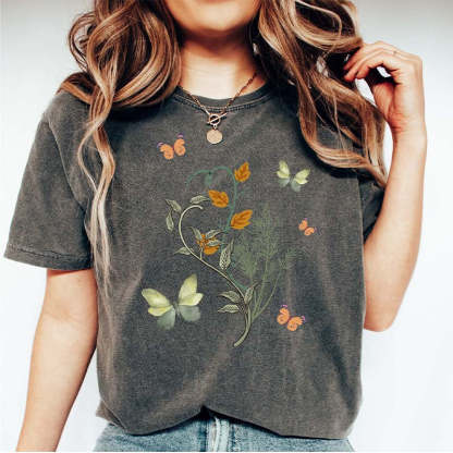 Bohemian Butterfly Botanical Lovers T-Shirt-carlalin
