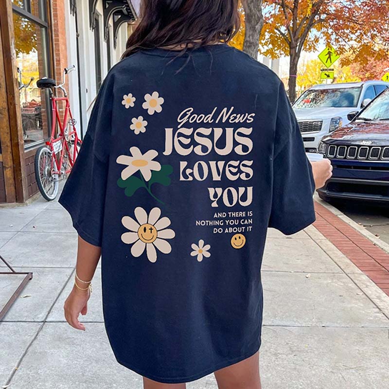Good New Jesus Love You Wildflowers T-Shirt-carlalin