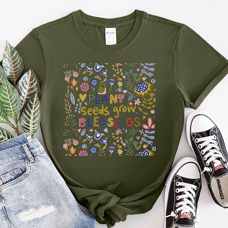 Plant Seeds Grow Floral T-Shirt-carlalin