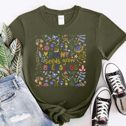 Plant Seeds Grow Floral T-Shirt-carlalin