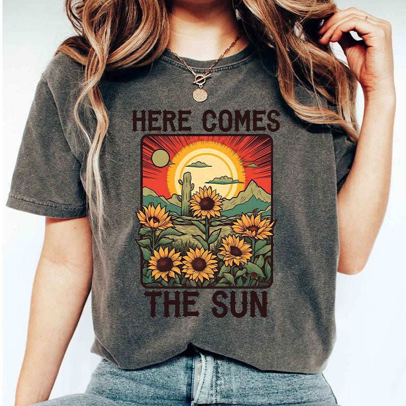 Travel Beach Sunshine Sunflower T-Shirt-carlalin