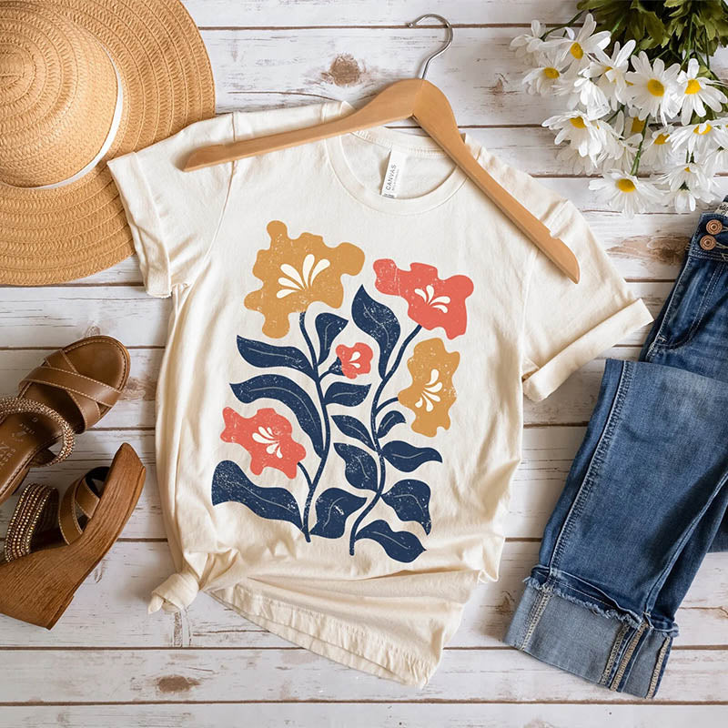 Boho Flowers Art Nouveau T-Shirt-carlalin