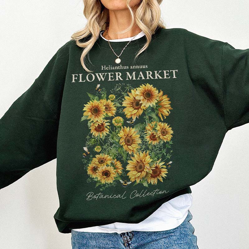 Vintage Sunflower Helianthus annuus Sweatshirt-carlalin