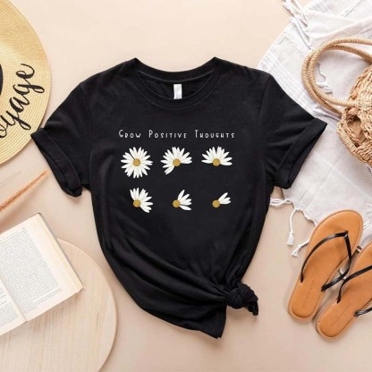 Grow Positive Thoughts Floral T-Shirt-carlalin