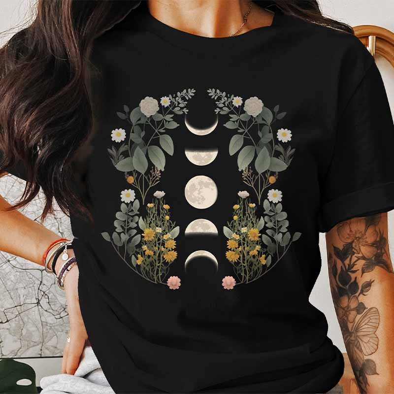 Floral Moon Celestial T-Shirt-carlalin