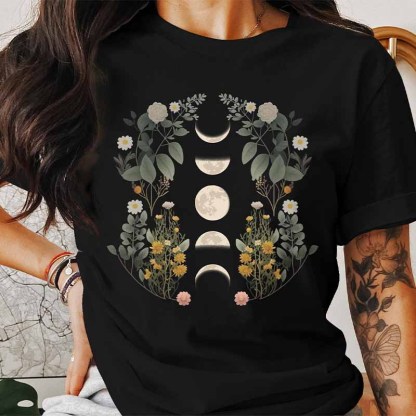 Floral Moon Celestial T-Shirt-carlalin