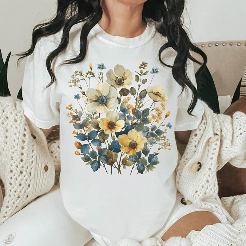 Wildflowers Vintage Pressed Garden T-Shirt-carlalin