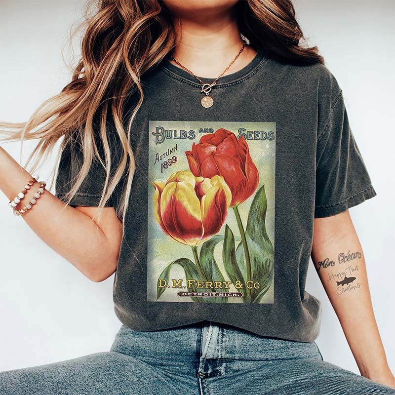 Vintage Seed Packet Flower T-Shirt-carlalin