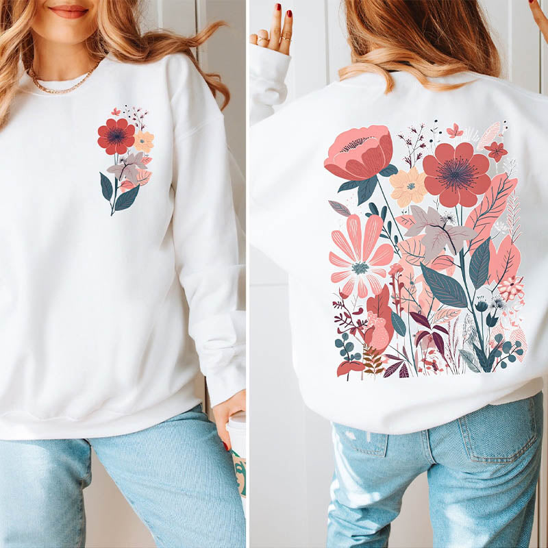 Boho Flower Minimalist Print Sweatshirt-carlalin