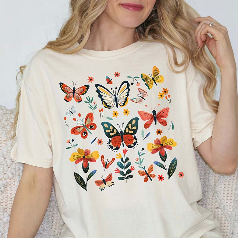 Floral Butterflies Women T-Shirt-carlalin