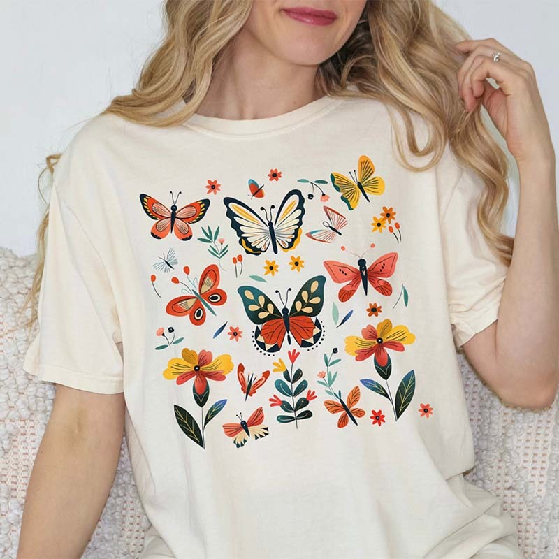 Floral Butterflies Women T-Shirt-carlalin