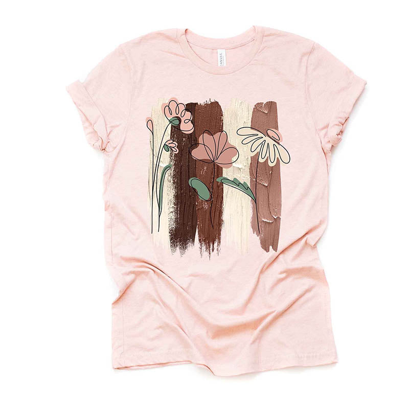 Simplistic Flowers Brushstrokes T-Shirt-carlalin