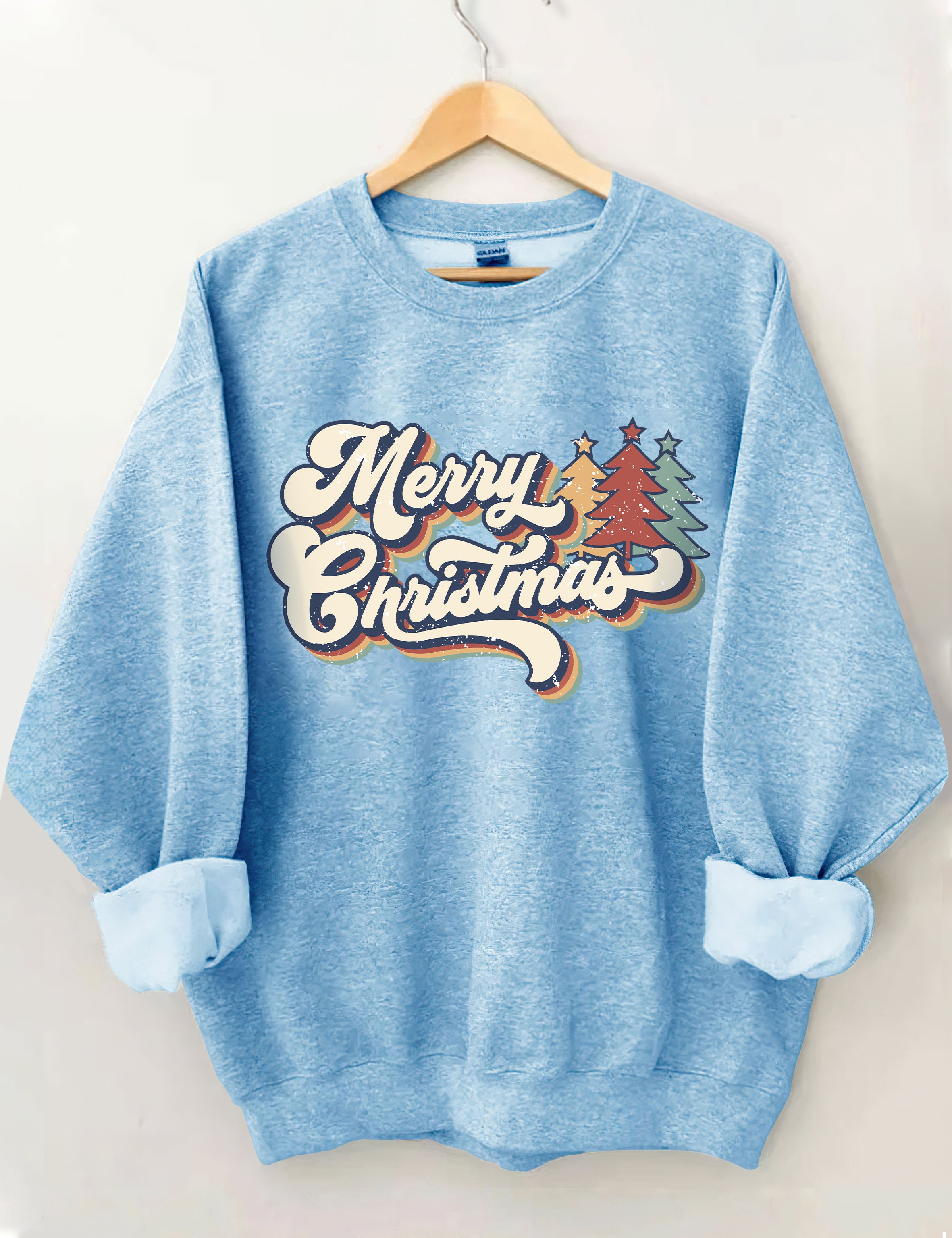 Retro Vintage Merry Christmas Crew Neck Unisex Xmas Sweatshirt-carlalin