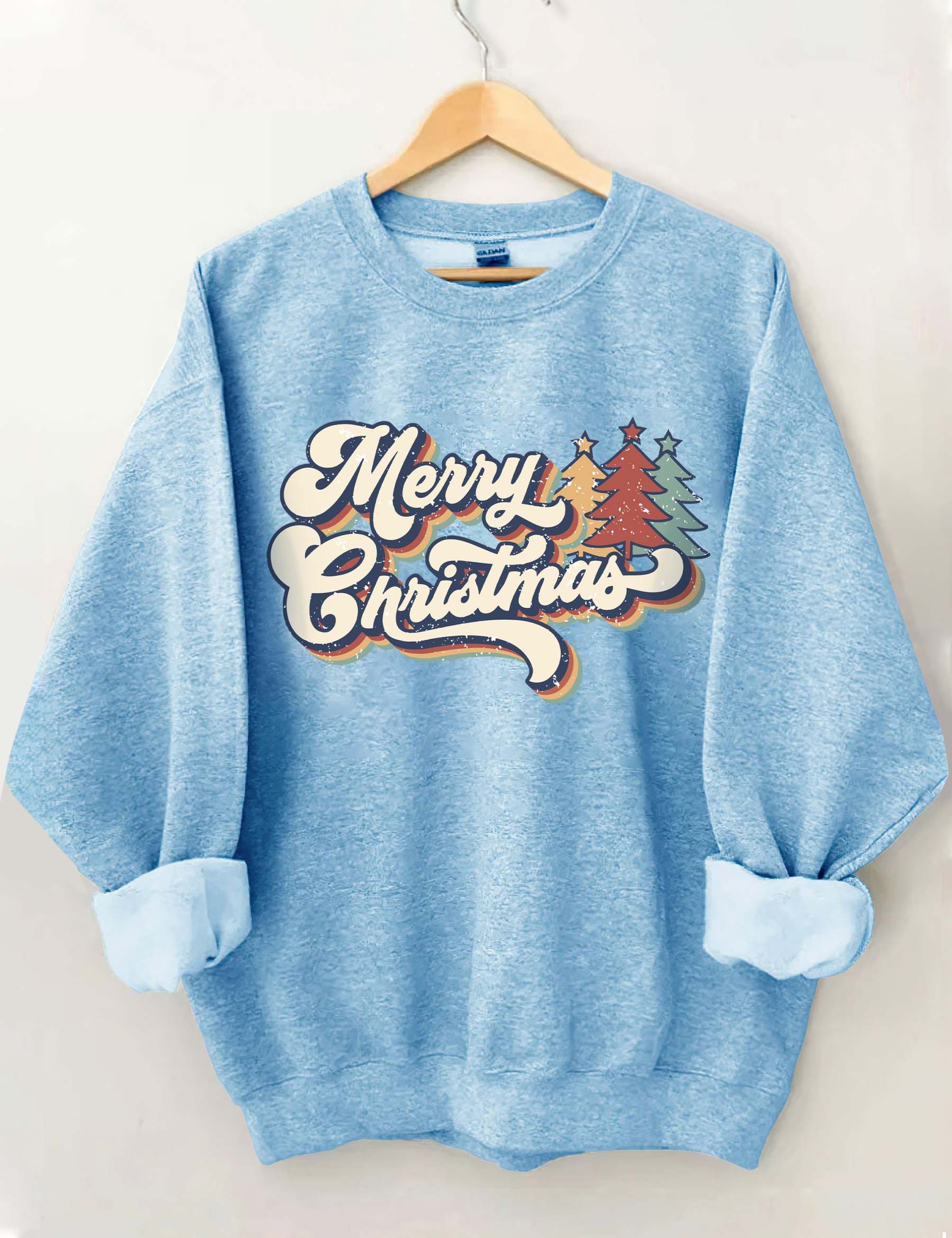 Retro Vintage Merry Christmas Crew Neck Unisex Xmas Sweatshirt-carlalin