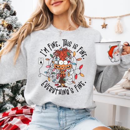 It's Fine This Is Fine Everything Is Fine Christmas Light Sweatshirt