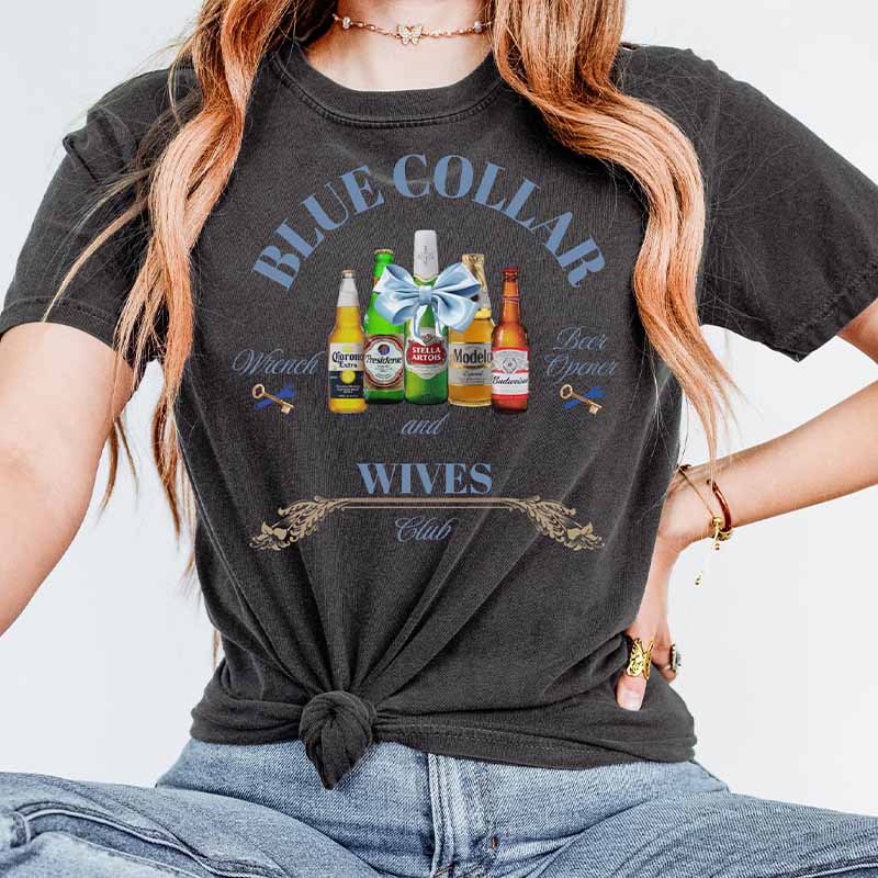 Beer and Wrench Blue Collar Wives Club T-Shirt-carlalin