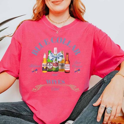 Beer and Wrench Blue Collar Wives Club T-Shirt-carlalin