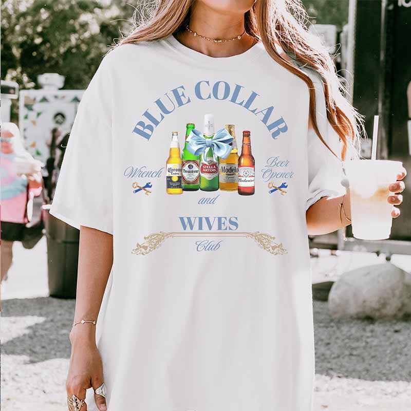 Beer and Wrench Blue Collar Wives Club T-Shirt-carlalin