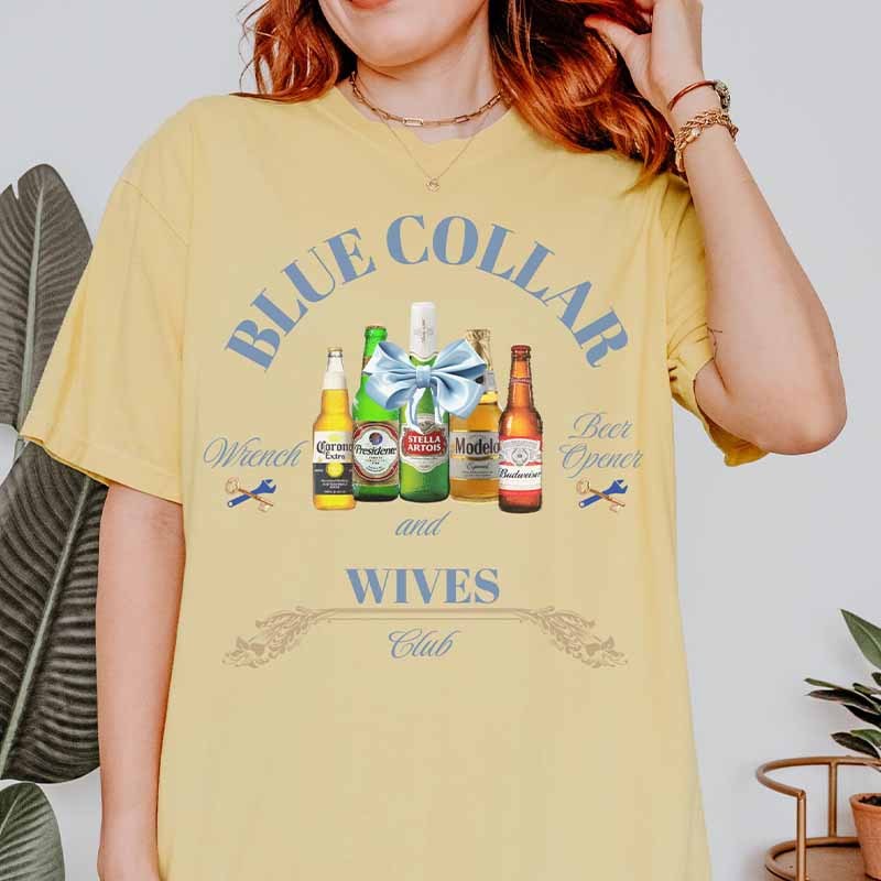Beer and Wrench Blue Collar Wives Club T-Shirt-carlalin