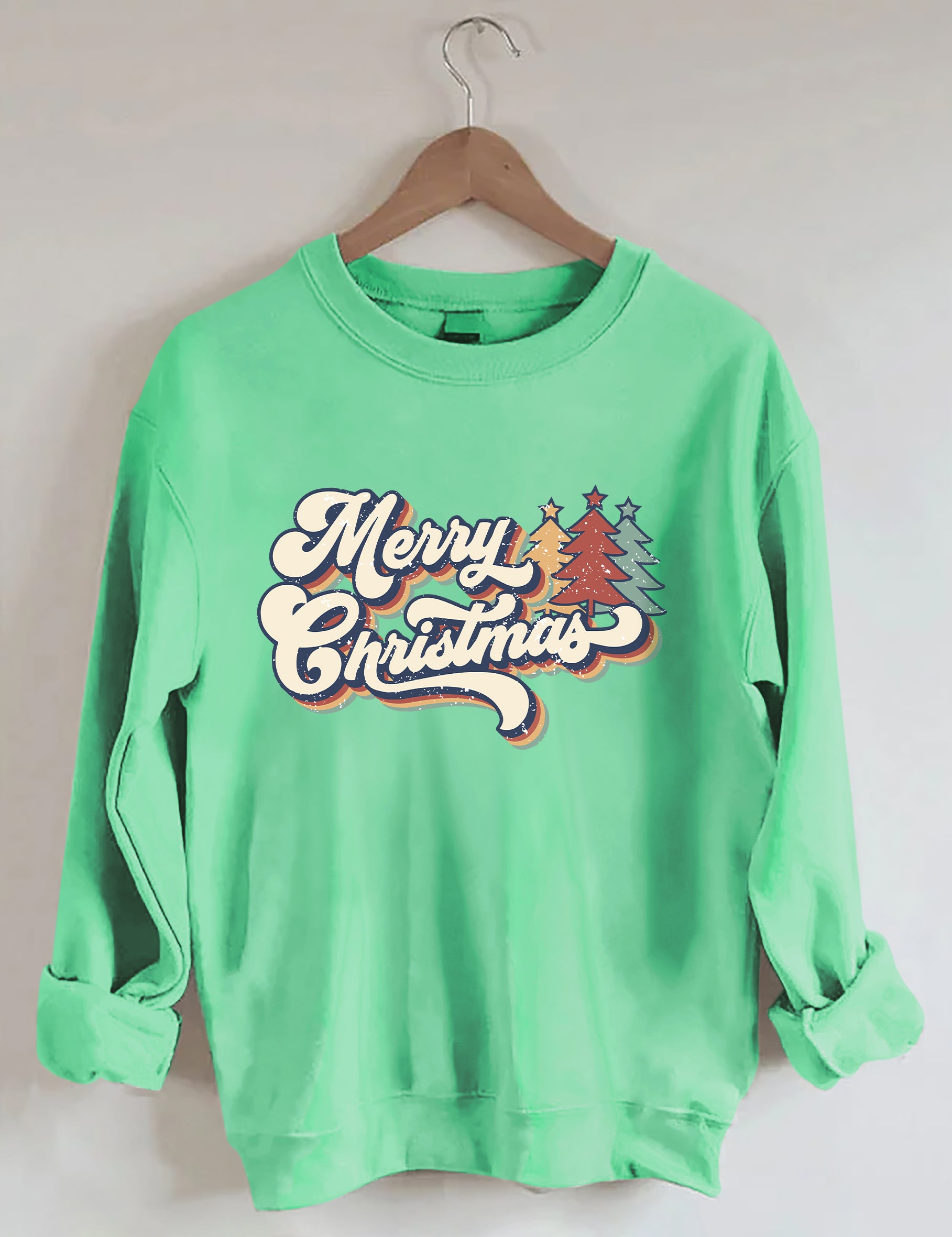 Retro Vintage Merry Christmas Crew Neck Unisex Xmas Sweatshirt-carlalin