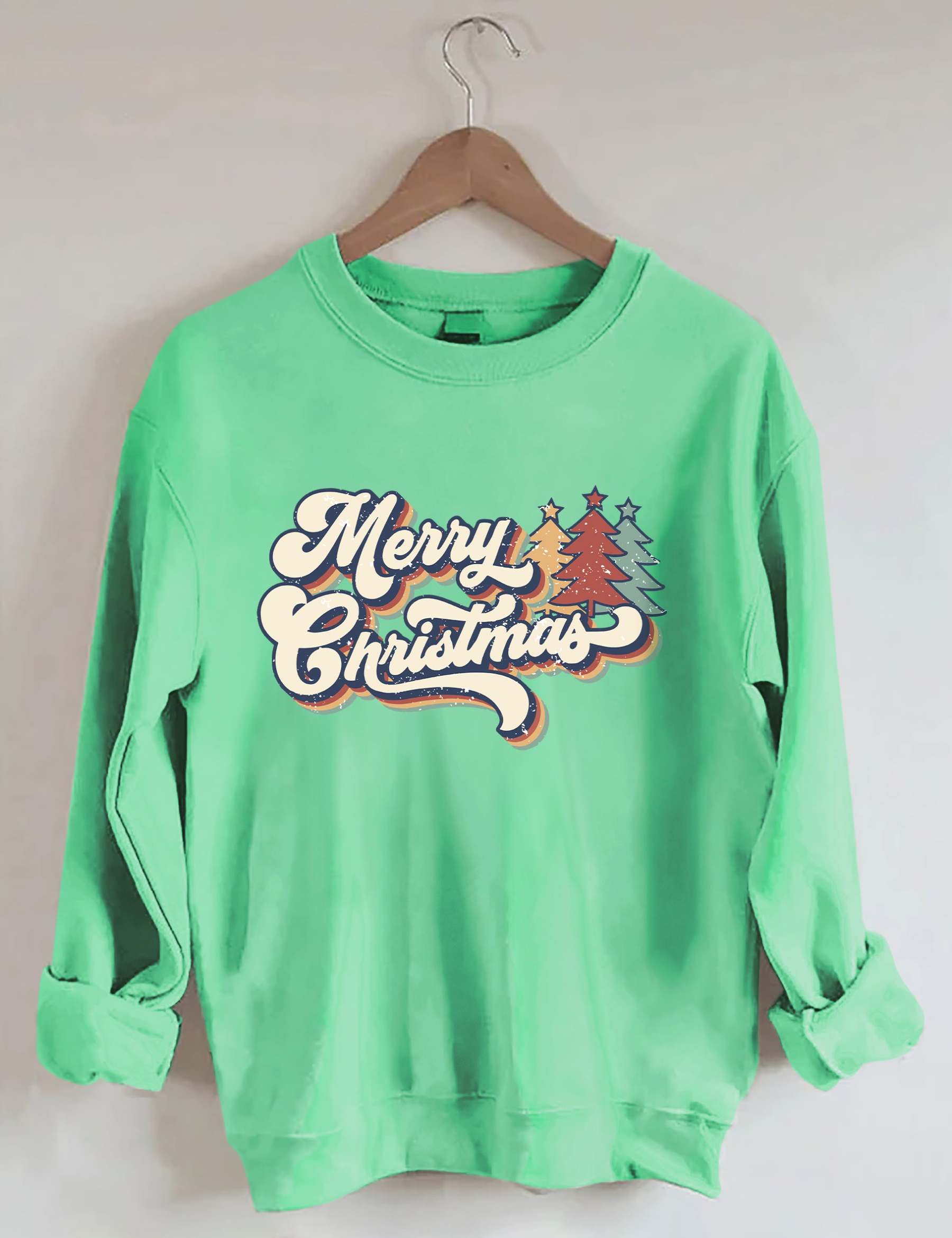 Retro Vintage Merry Christmas Crew Neck Unisex Xmas Sweatshirt-carlalin