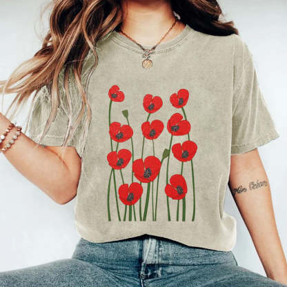 Vintage Poppy Flower T-shirt-carlalin