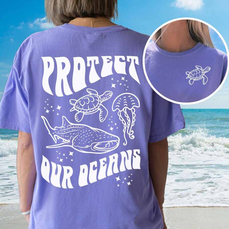 Protect Our Oceans Animal Shirt Coconut Girl T-Shirt-carlalin