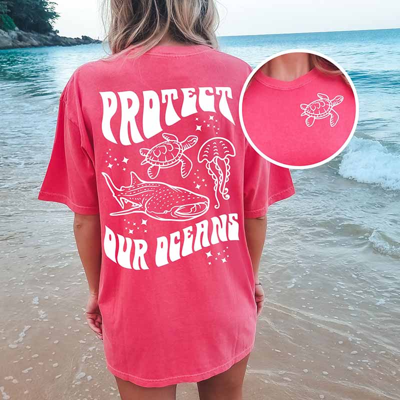 Protect Our Oceans Animal Shirt Coconut Girl T-Shirt-carlalin
