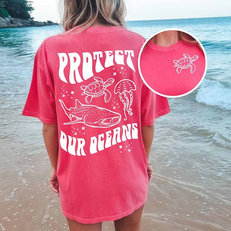 Protect Our Oceans Animal Shirt Coconut Girl T-Shirt-carlalin