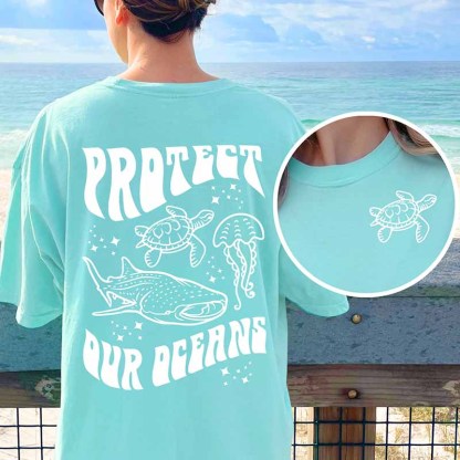 Protect Our Oceans Animal Shirt Coconut Girl T-Shirt-carlalin