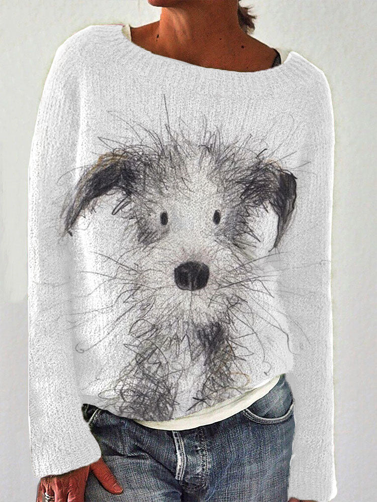 Funny Dog Art Painting Print Casual Comfortable Sweater-carlalin