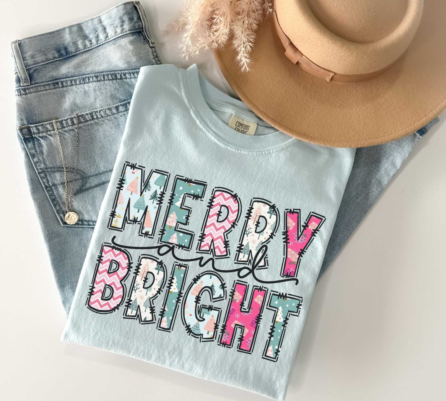 Comfort Colors Merry and Bright Christmas Shirt