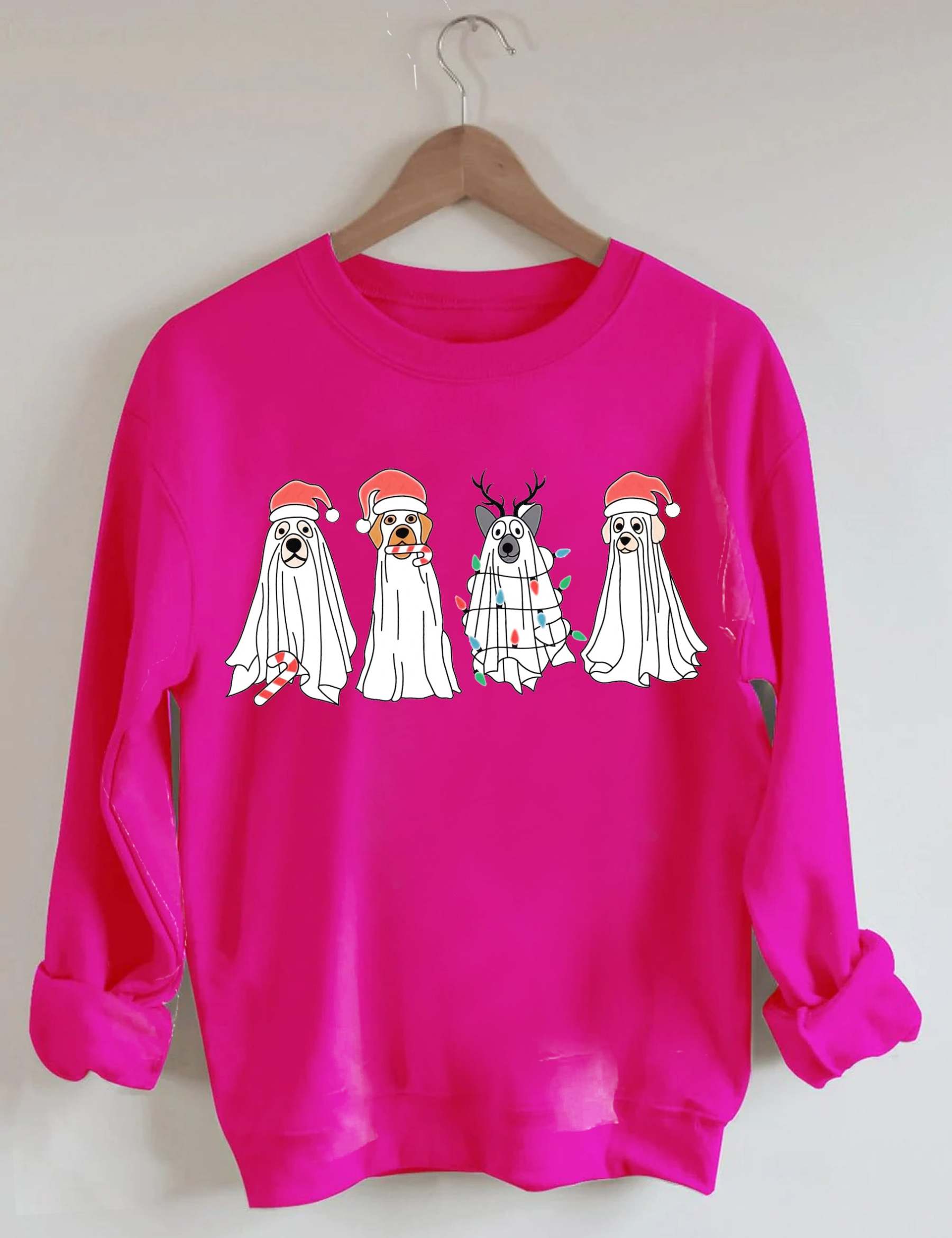 Christmas Ghost Dog Santa Hat Sweatshirt-carlalin
